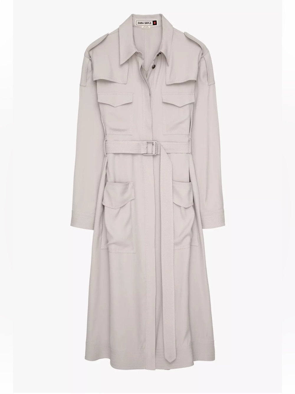 Zara SRPL Light Beige Utility Trench with Belted Waist
